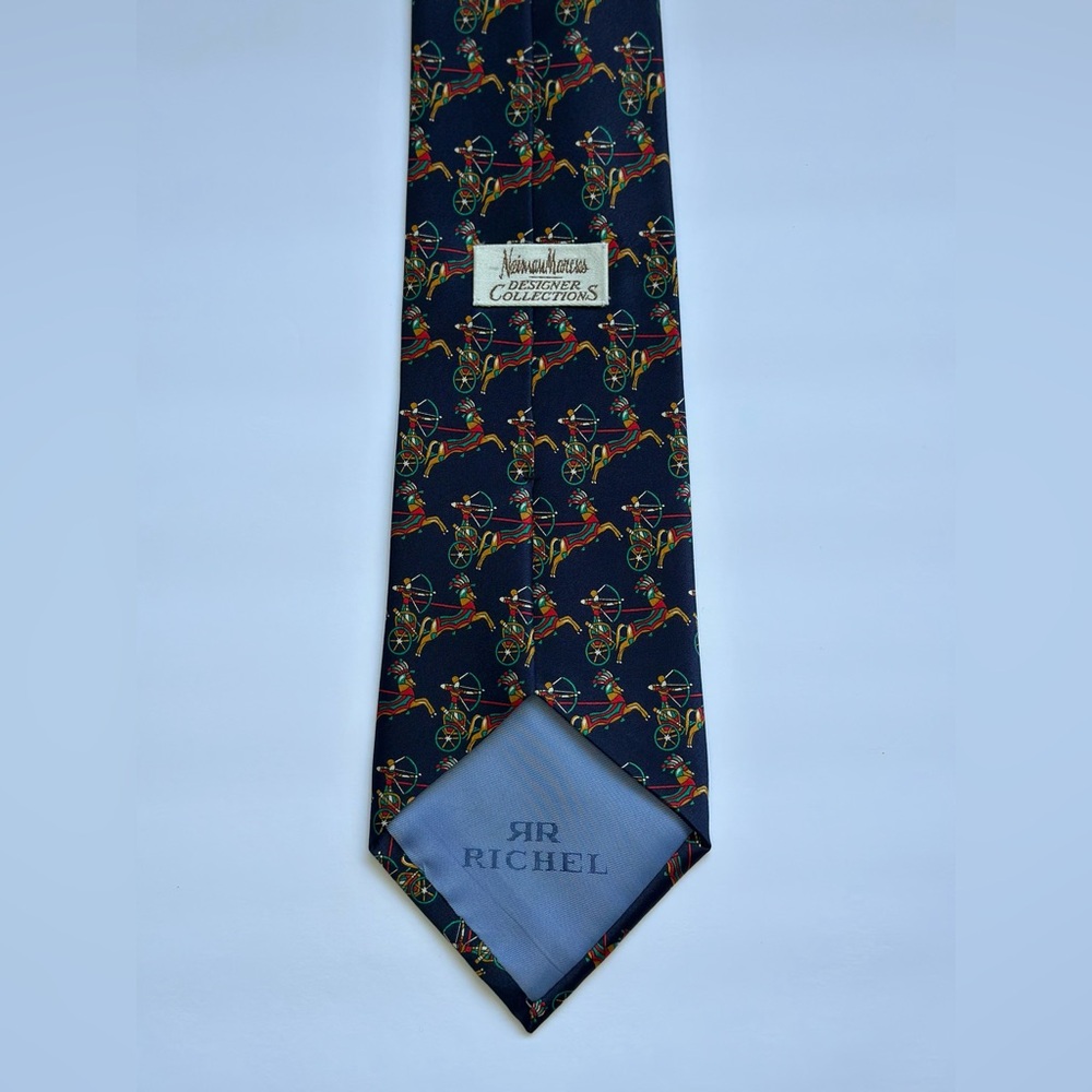 Vintage Neiman Marcus Designer Collections Silk Tie-Richel Equestrian - Picture 2 of 10